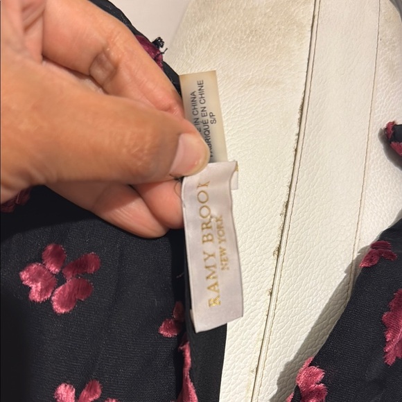 Ramy Brook Velvet Floral Naima Black and Burgundy Mini Dress - Picture 6 of 7